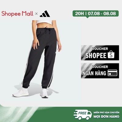 adidas Phong cách sống Quần Bo Gấu Vải Thun Da Cá 3 Sọc Essentials Nữ Đen JD5302