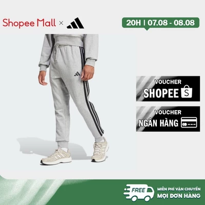 adidas Phong cách sống Quần Vải Thun Da Cá 3 Sọc Essential Nam Xám JE6346