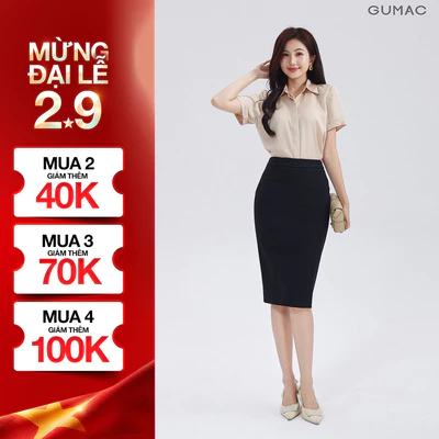 Chân Váy Bút Chì Nữ GUMAC Thun Co Giãn Form Ôm Dáng Basic Công Sở  BVE00010