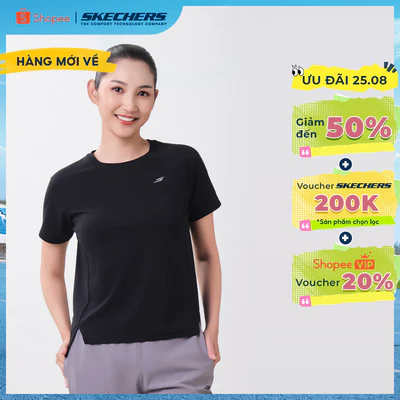 Áo Thun Tay Ngắn Nữ Skechers Walking Performance Short Sleeve Tee - SP326W349-0018