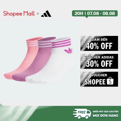 [Duy nhất 8.8 - VOUCHER 30%]adidas Phong cách sống Tất Trefoil cao đến cổ chân 3 đôi Unisex trắng IX7520