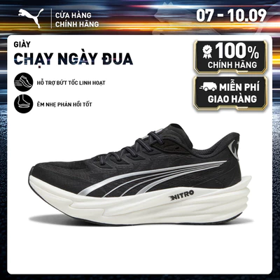 Giày Chạy Bộ PUMA Nam Deviate NITRO 4 Black-White-Silver Màu Đen