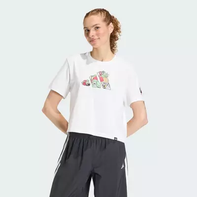 adidas Phong cách sống ÁO THUN GRAPHIC FOOD CROPPED LOOSE Nữ trắng KA5073