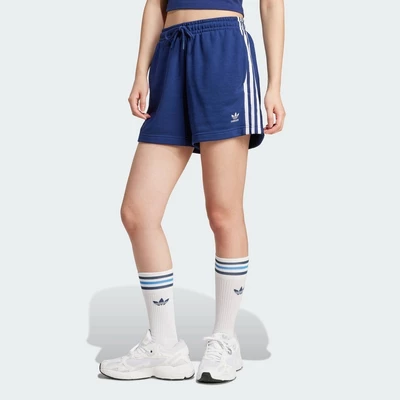 adidas Phong cách sống Quần Short Vải Thun Da Cá 3 Sọc Nữ Màu xanh da trời IY2158