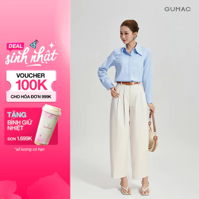 Quần Tây Nữ GUMAC Phom Ống Cong Hiện Đại Hai Ly Thân Trước Lưng Bản 4cm Chỉn Chu Tinh Tế QG06062