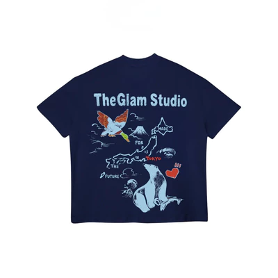 TheGlam CHÍNH HÃNG - Áo Thun Xanh Navy "FUTURE FLIGHT" UNISEX Form Boxy Nam Nữ - TS07-12