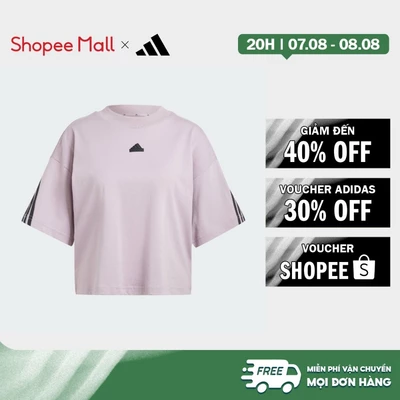 [Duy nhất 8.8 - VOUCHER 30%]adidas Phong cách sống Áo Thun 3 Sọc Future Icons Nữ Xám IS3613