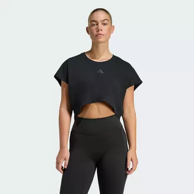 adidas Gym & Training Áo Tank Top 3 Sọc Dáng Hộp Lửng Power Workout Nữ Đen KE8049