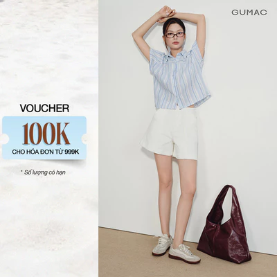 Quần Short Nữ GUMAC Form A Ống Rộng Túi Xéo Lưng Cao Con Đỉa Tôn Dáng Thanh Lịch LSHG08093