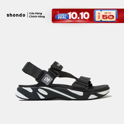 Giày Sandal Nam Nữ Shondo Êm Chân, Bền F8 Đen Trắng Ver.2 F8M1012