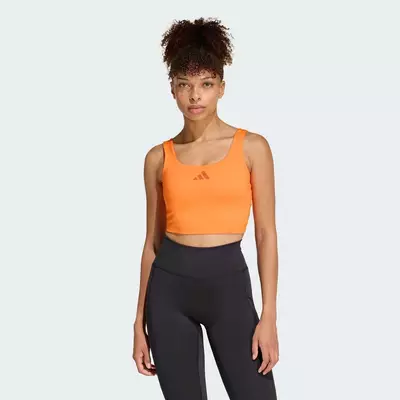 adidas Gym & Training Power Light Support Bra Tank Women Orange KD2229