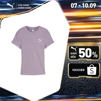 Áo Thun Thời Trang PUMA Nữ CLASSICS Ribbed Slim Tee Pale Plum Màu Tím