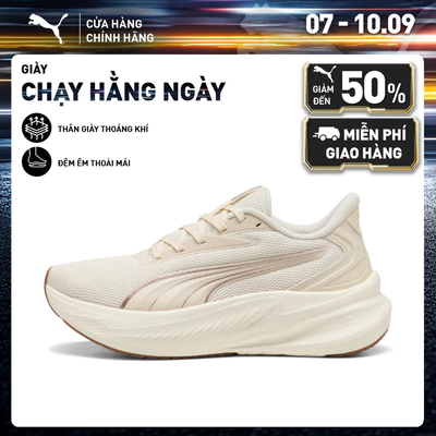 Giày Chạy Bộ PUMA Unisex MaxStride Lite Alpine Snow-Warm White-Rose Gold-Gum Màu Trắng