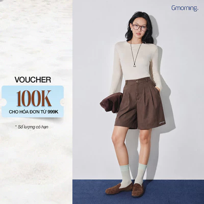 Quần Short Nữ Gmorning - GUMAC Form Rộng Xếp Ly 1 Lớp Lưng Thun Túi Xéo Thêu Chữ GMORNING YSHG10159