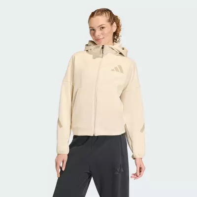 adidas Phong cách sống Áo Hoodie Khóa Kéo Dọc Thân adidas Z.N.E. Nữ Be KE4746