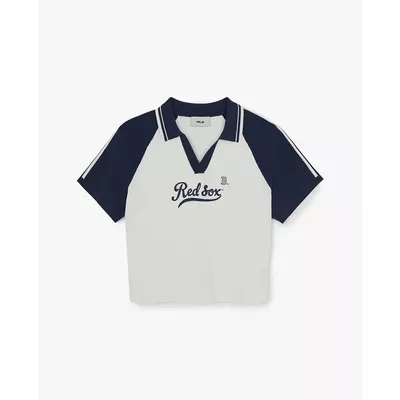 MLB - Áo croptop nữ cổ bẻ tay ngắn Varsity_3FKPV0663-43CRS
