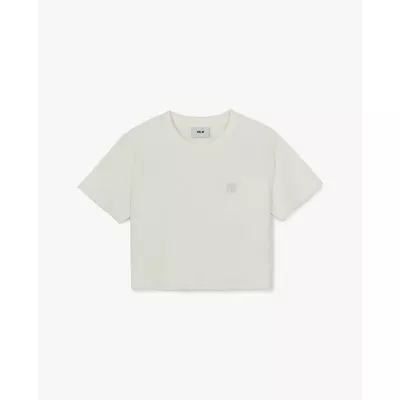 MLB - Áo croptop nữ cổ tròn tay ngắn Diamond Monogram_3FTSM0963-50IVS