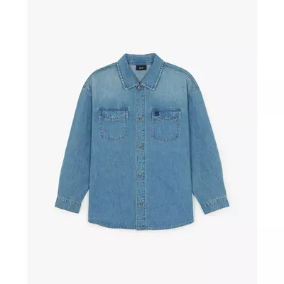 MLB - Áo sơ mi denim unisex tay dài Varsity Vintage_3ADRV0161-50INS