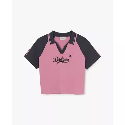 MLB - Áo croptop nữ cổ bẻ tay ngắn Varsity_3FKPV0663-07PKM