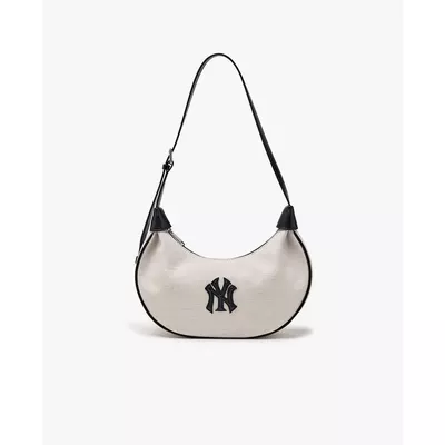 MLB - Túi đeo vai nữ hình bán nguyệt Basic Canvas_3ABQB016N-50IVS