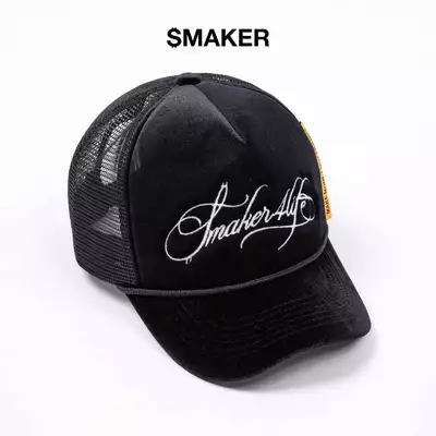 [SMAKER] Nón mũ lưỡi trai màu đen chất nhung - $4L TRUCK HAT IN BLACK VELVET