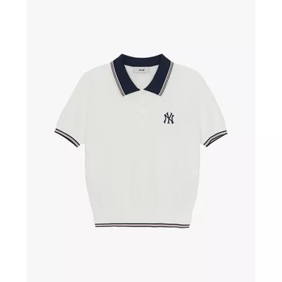 MLB - Áo polo nữ dệt kim tay ngắn Varsity Color Block_3FKPV0463-50IVS