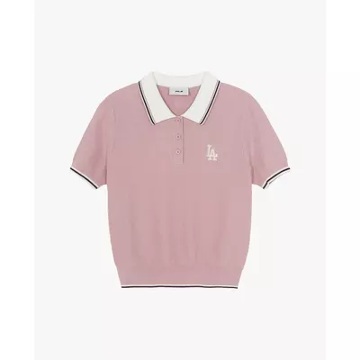 MLB - Áo polo nữ dệt kim tay ngắn Varsity Color Block_3FKPV0463-07PKL
