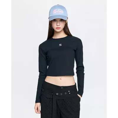 MLB - Áo croptop nữ cổ tròn tay dài Basic_3FTSB0361-50BKS