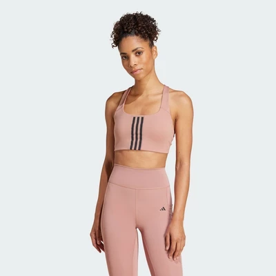 adidas Gym & Training Áo Bra Training Medium Support 3 Stripes Nữ Hồng JI7989