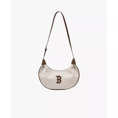 MLB - Túi đeo vai nữ hình bán nguyệt Basic Canvas_3ABQB016N-43BRS