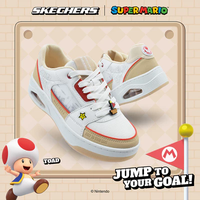 Giày Thể Thao Nữ Skechers Nintendo Street UNO Court - 800030-WBR Air-Cooled Memory Foam