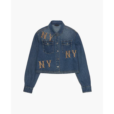 MLB - Áo khoác denim nữ tay dài phối logo_3FDRG0254-50INS