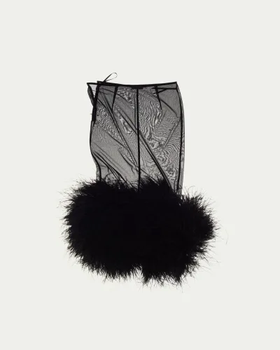 Ghosted Sheer Feather Midi Skirt