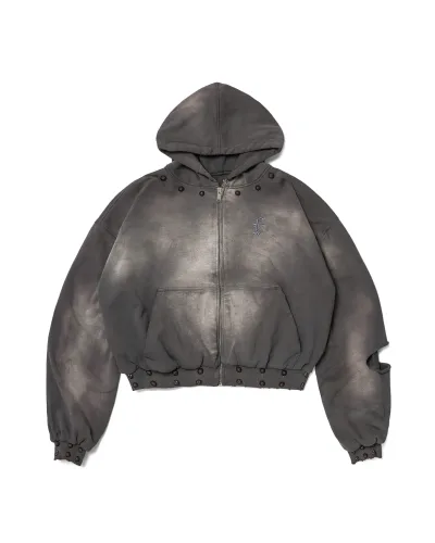 STONE GRAY KNOCKER ART HOODIE ZIP