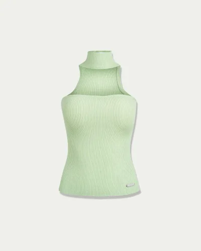 Knitted Turtleneck Tank Top