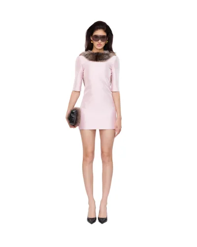 Bare Back Fur Mini Dress