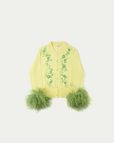 Palmier Knit Hand-Embellished Cardigan