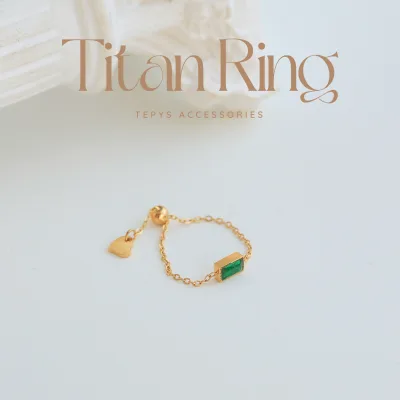 Nhẫn Stone Green Dalm Titan Gold