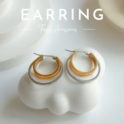 Silver Gold Round Earring