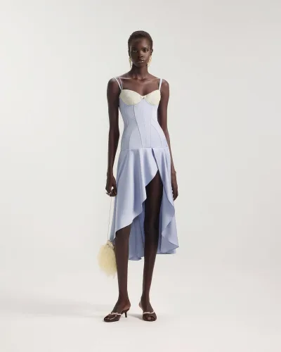 Clavicle Dentelle Corset Midi Dress