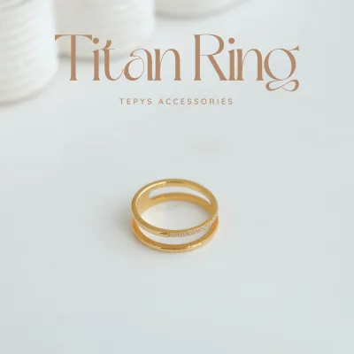 Nhẫn Stone 2 Line Titan Gold