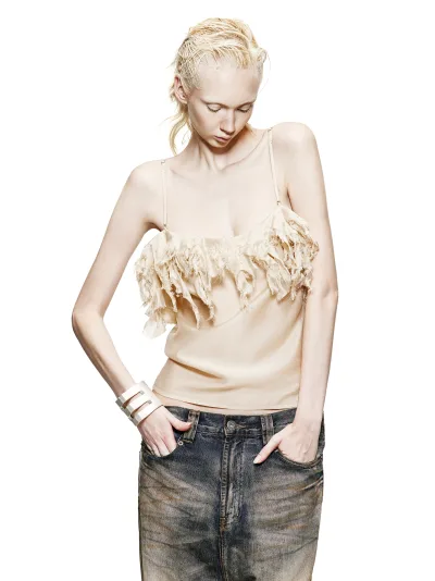 DISTRESSED FRINGE CAMI