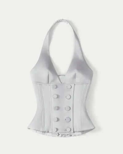 Carlo Double-button Halterneck Corset Top