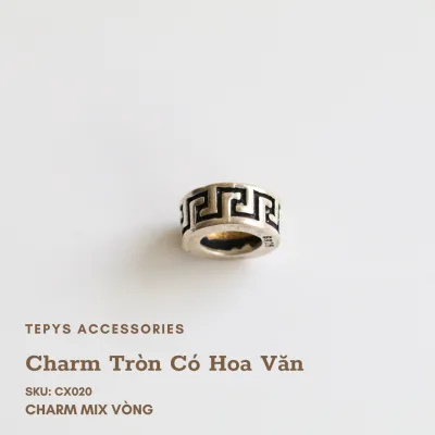Charm Hạt Xỏ Tròn Có Hoa Văn