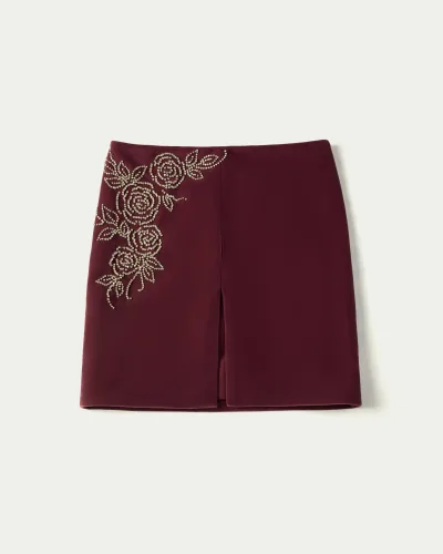 Enoki Velvet Hand-Embellished Midi Skirt