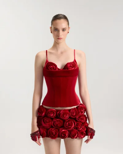 Red Thread Velvet Corset