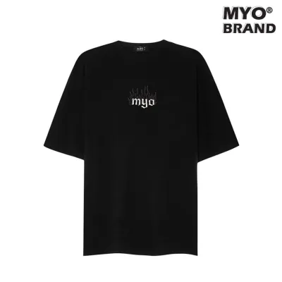 Áo Thun Unisex MYO Vải Cotton Thêu Take Fire Đen