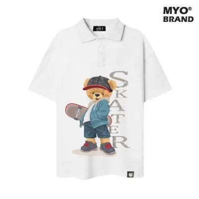 Áo Polo Form Rộng MYO In Hình Teddy Skateboard QT004