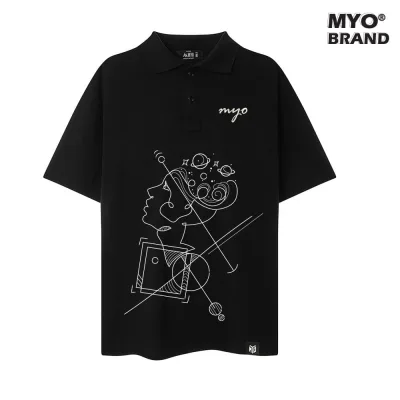 Áo Polo Unisex Tay Lỡ In Hình Human-Face-With-Geometric