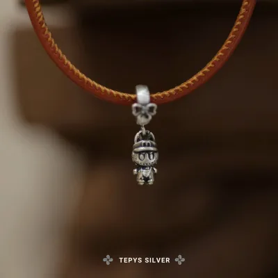 Charm bạc Labubu Mario
